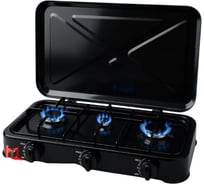 Плита газовая настольная BlackWeld трехконфорочная, черная 150224