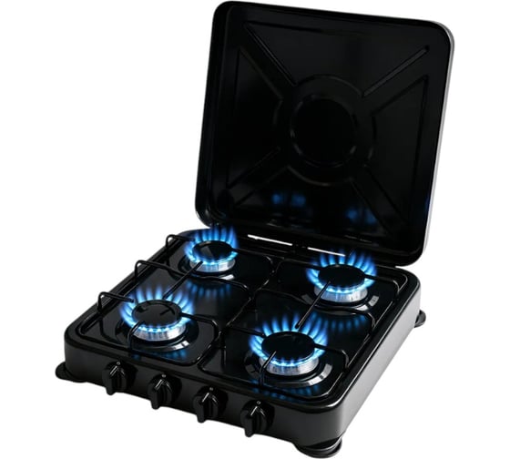 Плита газовая настольная BlackWeld четырехконфорочная, черная 150226 1