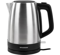 Чайник электрический BRASSON KT-040, 1,7л, 2200 Вт, сталь, черный, 455192