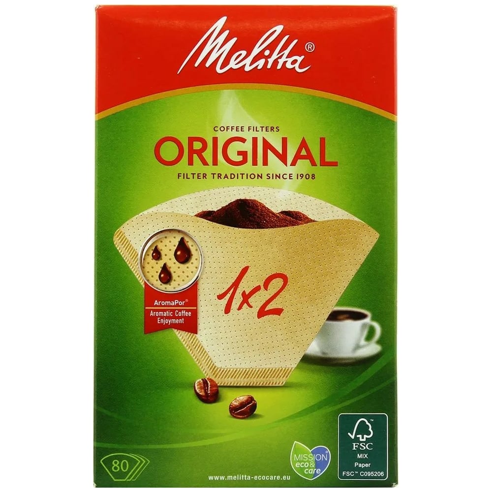 Бумажные фильтры для заваривания кофе Melitta 1x2 80 шт коричневые ...