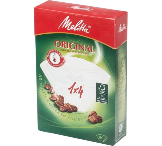 Бумажные фильтры для заваривания кофе Melitta 1x4 80 шт белые 100961 1