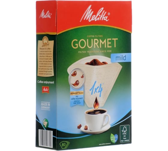 Бумажные фильтры для заваривания кофе Melitta Gourmet Mild для мягкого кофе 1x4 80 шт 100971 1