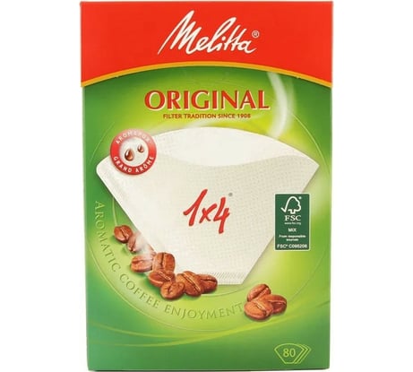 Бумажные фильтры для заваривания кофе Melitta Gourmet 1x4 80 шт с тремя арома-зонами 100970