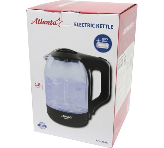 Электрический стеклянный чайник Atlanta ATH-2466 black