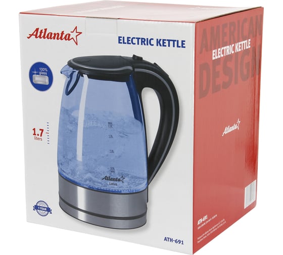 Электрический стеклянный чайник Atlanta ATH-691 gray