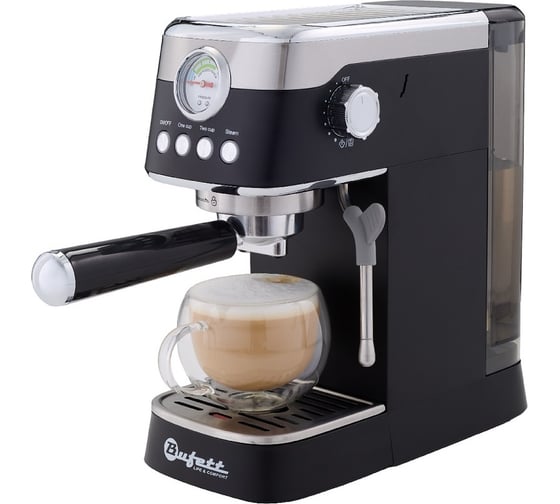 Кофеварка рожковая с капучинатором Bufett черная 640628 1
