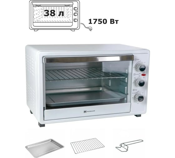 Электрическая духовка HomieLand HL-2 1750 Вт, 38 л белая 00-00014095