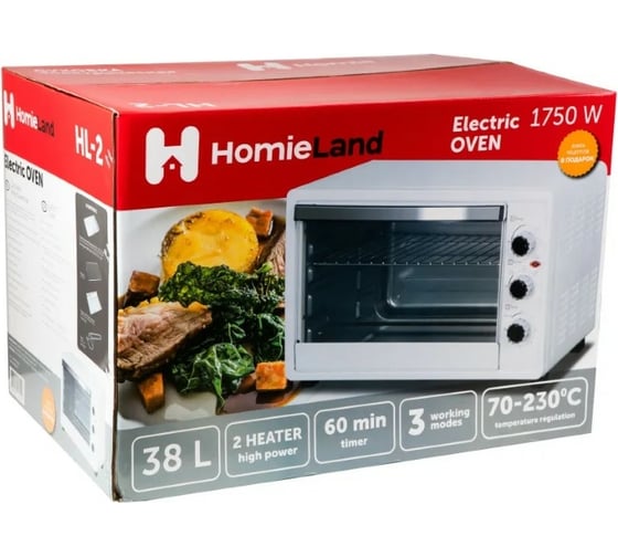 Электрическая духовка HomieLand HL-2 1750 Вт, 38 л белая 00-00014095