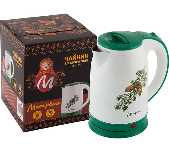 Электрический чайник Матрёна MA-120 1,8 л стальной ель с шишками 007362
