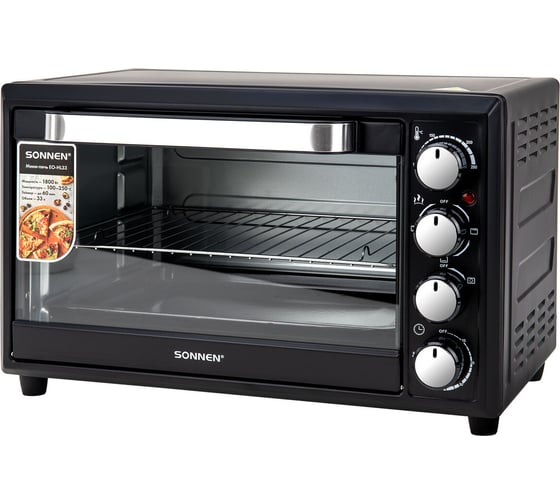 Мини-печь электрическая SONNEN EO-HL33, 1800 Вт, 33 л, 3 режима нагрева, таймер, черная 458305