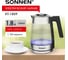 Чайник электрический SONNEN KT-1809, 1,8л, 2200 Вт, стекло, сталь, подсветка, узор ромб 455142 2