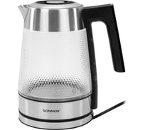 Чайник электрический с терморегулятором SONNEN KT-1809D, 1,8л, 2200 Вт, стекло, 5 цветов 455141