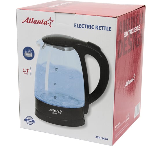 Электрический стеклянный чайник Atlanta ATH-2460 white