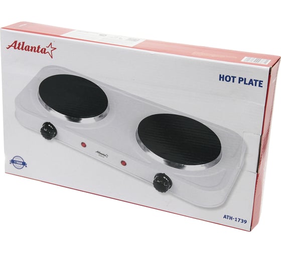 Двухконфорочная электроплитка Atlanta ATH-1739 white