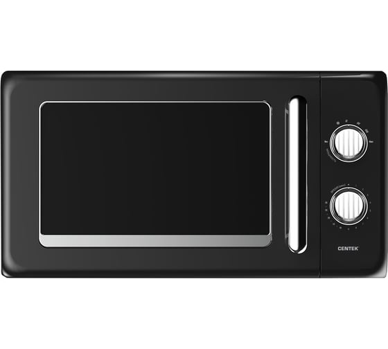 СВЧ Centek CT-1553 (Черный) 800W, 20л, 6 режимов, разморозка, таймер, подсветка, ретростиль хром CT-1553 Black 1