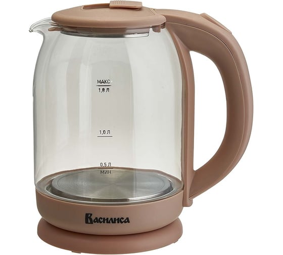 Чайник Василиса ВА-1035, корпус из жаропр. стекла, бежевый, 1500 Вт, 1.8 л Р1-00021473 1