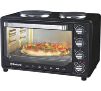 Духовка электро SAKURA SA-7001HBK 3200Вт, 35л, 2 конфорки, черный 00000035679