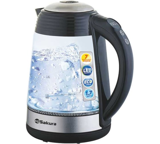 Чайник электрический Sakura SA-2729DBK (1.7) стекл 7темп реж LED дисплей РТ-00060984 1