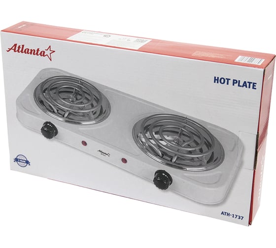 Двухконфорочная электроплитка Atlanta ATH-1737 white