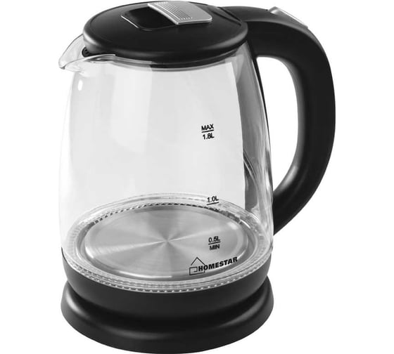 Чайник HomeStar HS-1018 1.8 л стекло, пластик черный 00 5966