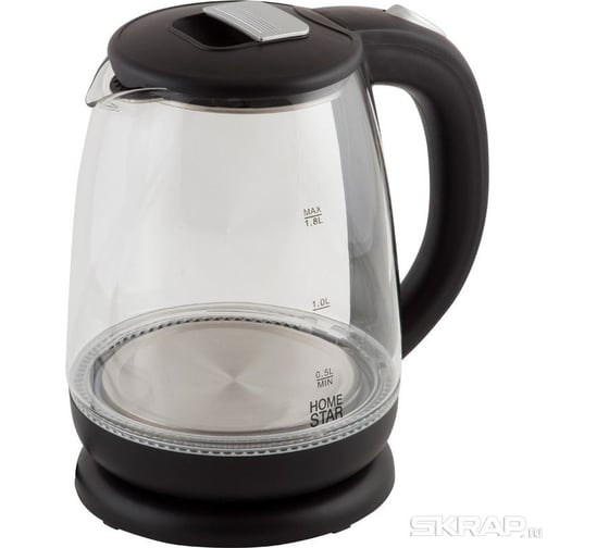 Чайник HomeStar HS-1018 1.8 л стекло, пластик черный 00 5966