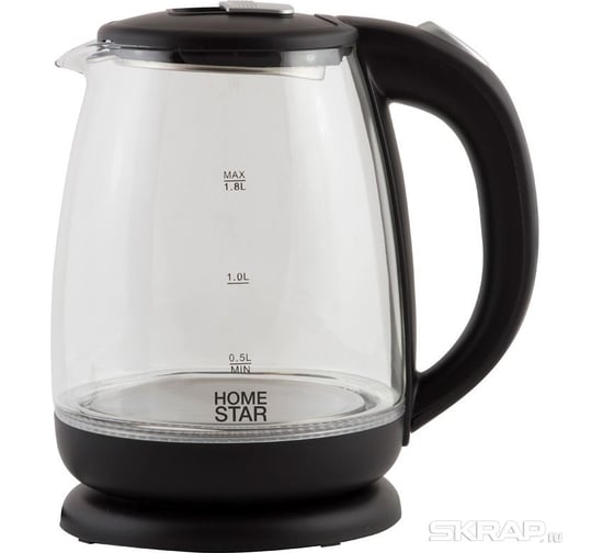 Чайник HomeStar HS-1018 1.8 л стекло, пластик черный 00 5966