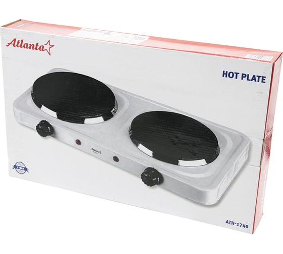 Двухконфорочная электроплитка Atlanta ATH-1740 white