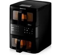 Аэрогриль BRAYER 2048BR, 2500 Вт, 10 л, 2 чаши, t. 200°C, съемная решетка, LED-дисплей, 10 программ BR2048