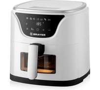 Аэрогриль BRAYER 2036BR-WH 1500 Вт,5 л, t. 200С, съемная решетка, таймер, LCD-дисплей, 7 программ BR2036WH