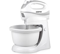 Миксер Centek с чашей белый/серый, 320Вт, 3.5л, 5 скоростей+турбо, взбивание/замешивание CT-1106