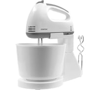 Миксер Centek с чашей белый/серый, 300Вт, 2л, 7 скоростей+турбо, взбивание/замешивание CT-1113