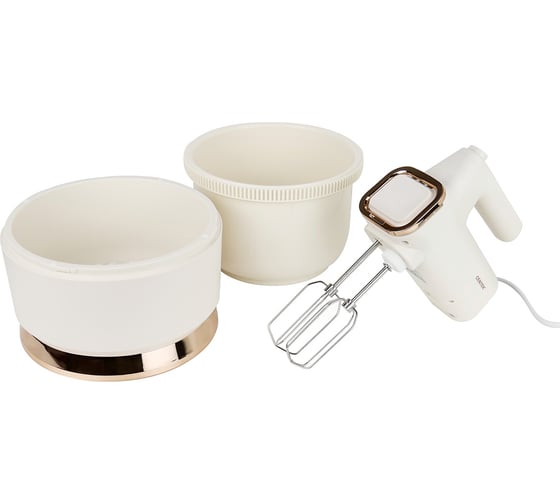 Миксер с чашей Centek (бежевый/золотой хром) 800Вт, 6 скоростей + турбо, 2 чаши 3.5/3,6л CT-1129 1