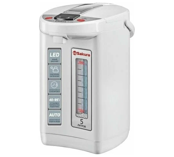 Термопот SAKURA SA-1365W 5,0л LED сенс 6темп повт.кипяч. автоблок. подсветка РТ-00070334 1