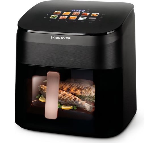 Аэрогриль BRAYER 2057BR 2200 Вт, 2 ТЭН, 8,5 л, t. 200С, аромат костра, LED-дисплей, 10 программ BR2057 1