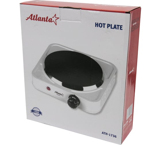 Одноконфорочная электроплитка Atlanta ATH-1736 white
