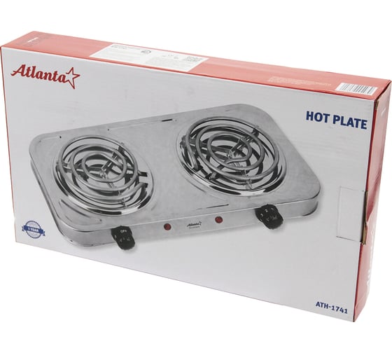 Двухконфорочная электроплитка Atlanta ATH-1741 silver