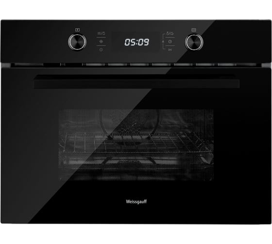 Духовой шкаф компактный с СВЧ Weissgauff OE 449 PDB Black Edition 431550