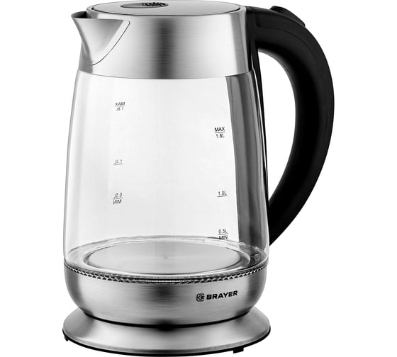 Чайник электрический BRAYER 6114BR 2200 Вт, 1,8 л, стеклян.корп, автоотключ BR6114