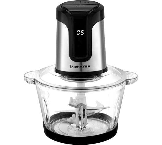 Измельчитель BRAYER 1407BR 800 Вт, LED дисплей, Стекл чаша 2 л, 4 лезвия из нержав. Стали BR1407