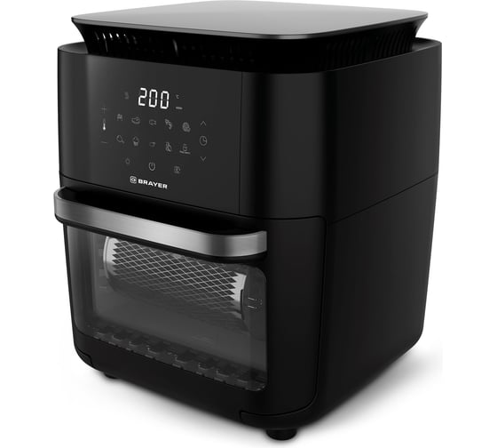 Аэрогриль BRAYER 2053BR 1800 Вт, 12 л, t. 200С, вертел, шашлык, аэрофри, LED-дисплей, 10 программ BR2053