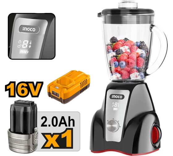 Аккумуляторный стационарный блендер INGCO 16В, 1,5 л (4) CJB052K