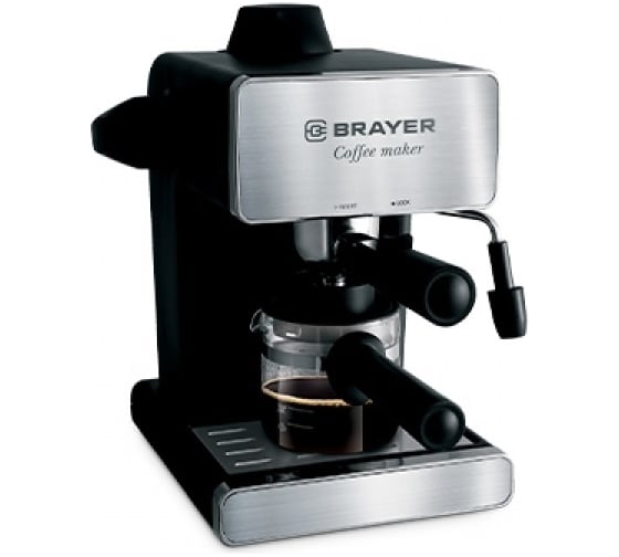 Рожковая кофеварка BRAYER 0.25 л, резерв 0.24 л, чаша, 950 Вт, 4 бар, антикапельная система BR1103