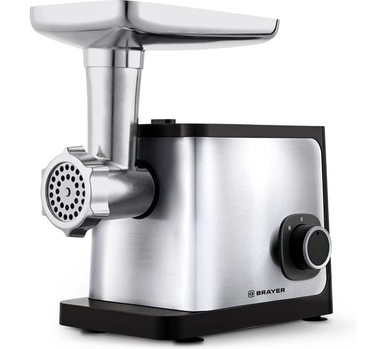 Мясорубка BRAYER 1615BR 1800 Вт, реверс, насадки кеббе, колбасы, 2 диска 5,7мм, толкатель BR1615