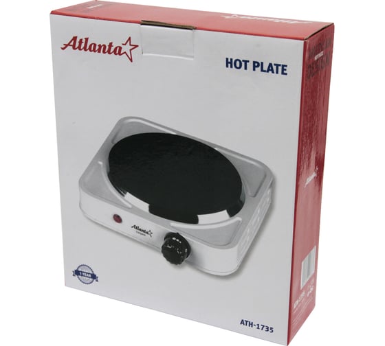 Одноконфорочная электроплитка Atlanta ATH-1735 white