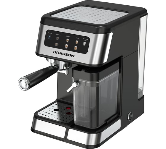 Кофеварка рожковая BRASSON CM-1830 со встроенным капучинатором, дисплей, 1250 Вт, 20 бар, 457885