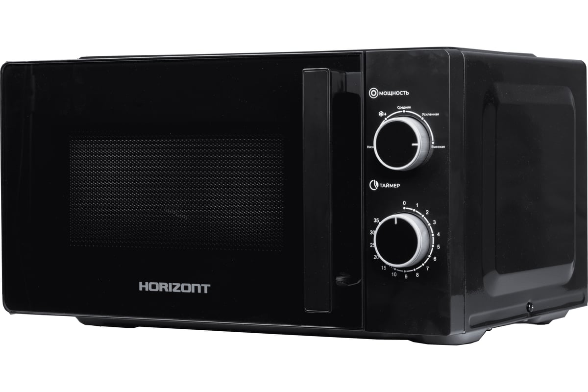 Микроволновая печь Horizont HSM2012B черный, 20 л, 700 Вт, переключатели - поворотный механизм