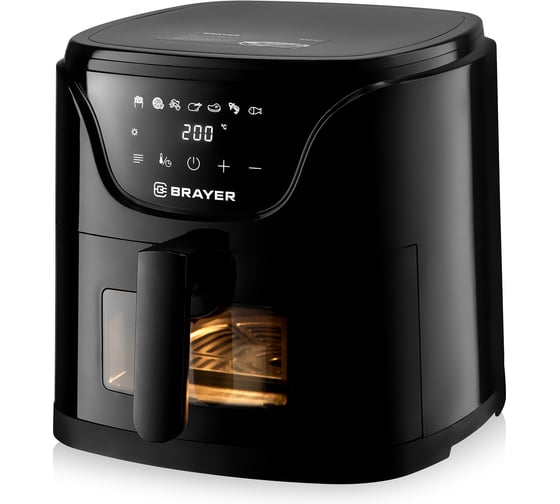 Аэрогриль BRAYER 2061BR 1500 Вт,5 л, t. 200С, съемная решетка, таймер, LCD-дисплей, 7 программ BR2061