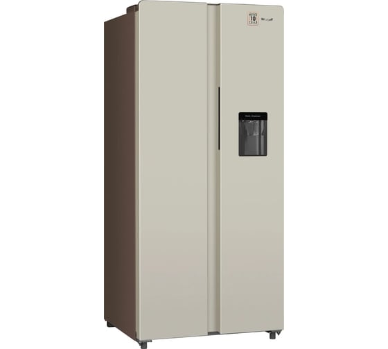 Холодильник Weissgauff WSBS590InverterNoFrostWaterDispenserBeigeGlass 439688