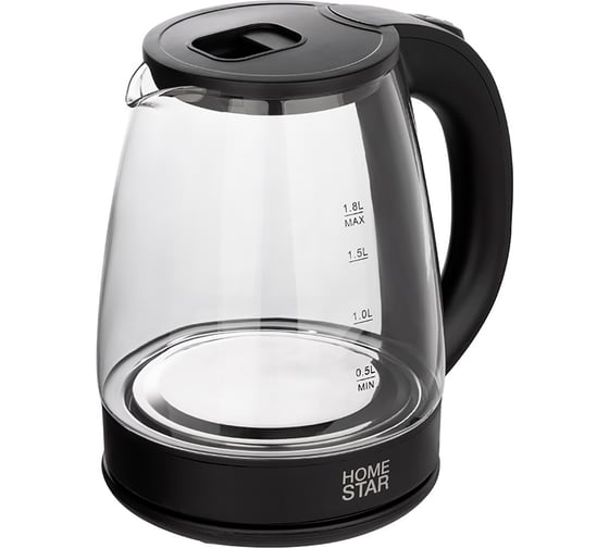 Чайник Homestar HS-1099 (1,8 л), стекло, пластик, черный 111611