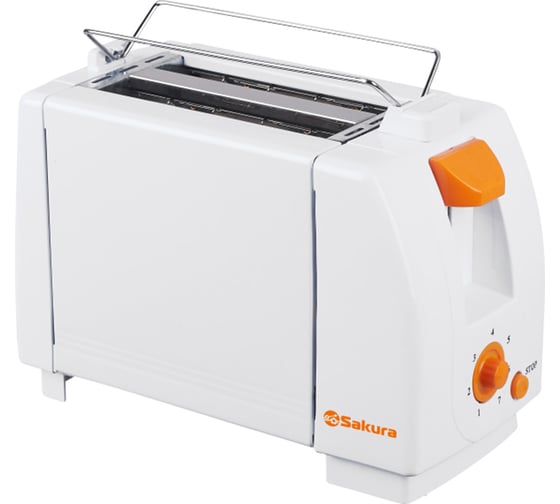 Тостер Sakura 750 Вт подогрев нержавеющая сталь белый/оранжевый SA-7600A